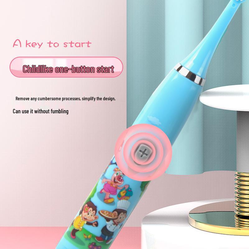 Wisdent Kids Cartoon Electric Toothbrush with Soft Bristle Brush Head - Portable, Fun USB Model
