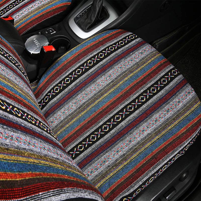 Universal Car Seat Cover Set Multi-color Ethnic Style Durable Bucket Seat Cover for Car Auto Automotive Protector