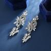 Retro Palace Ear Clips Big Luxury Rhinestone Bridal Earrings Elegant Sparkling Crystal Hanging Drop Party Wedding Jewelry Gift
