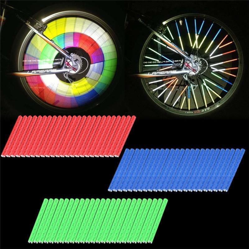 24pcs Cycling Bike Wheel Spoke Reflector Clips Reflective Warning Strip Tube