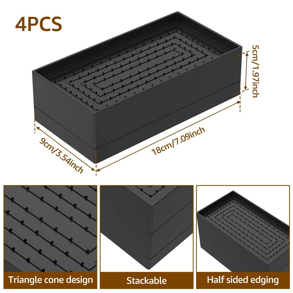 4Pcs Bed Risers TPU Stackable Furniture Riser Non Slip Sofa Table Support Risers L Side / Full Side Load Capacity 500kg Pad Feet