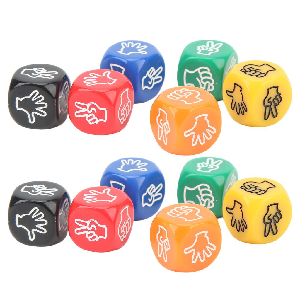 12Pcs Finger Guessing Game Dice 6 Sided 6 Colors 20mm Rock Paper Scissors Game Dice for Adults Kids Family Party