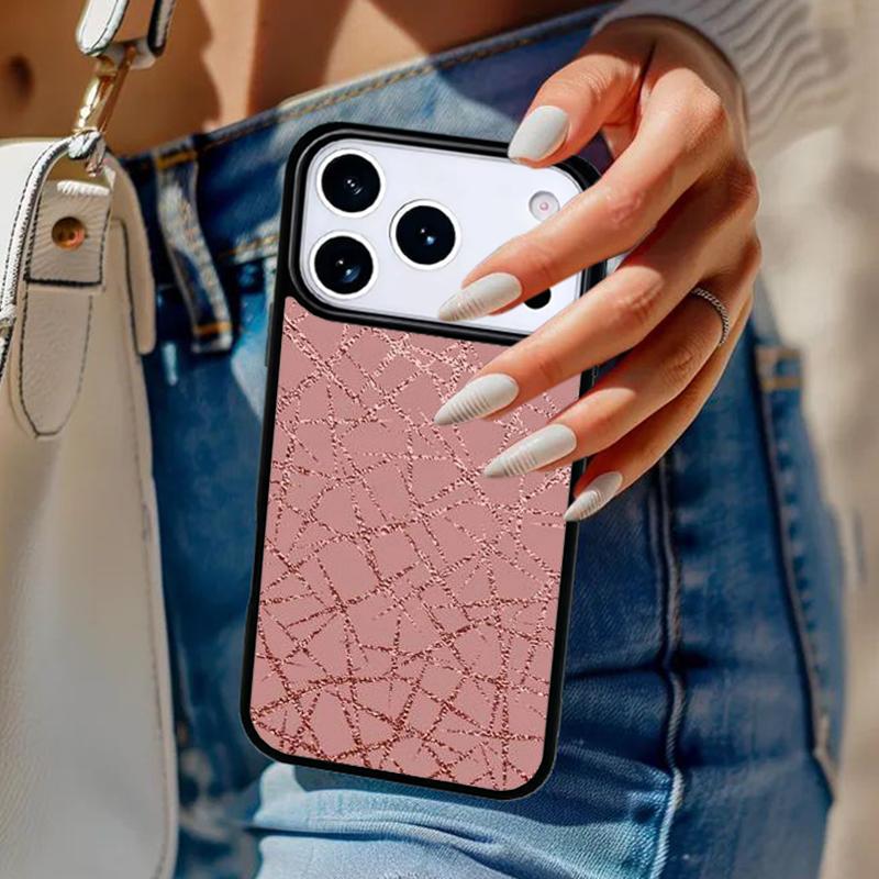 Gold Rose Glitter Pink Love pattern Phone Case For iPhone 17 Air 14 15 13 12 Max Cover For Apple 14 15 16 16e 11 Pro Max Plus