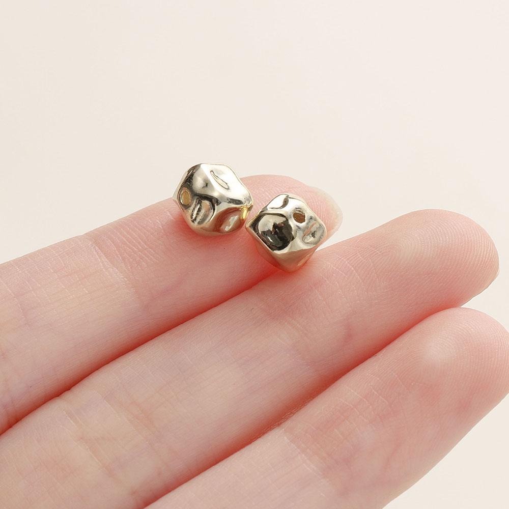 10Pcs/Pack 14K Gold Color Plated Metal Brass Irregular Shape Spacer Beads For DIY Handmade Bracelet Jewelry Making Accessories