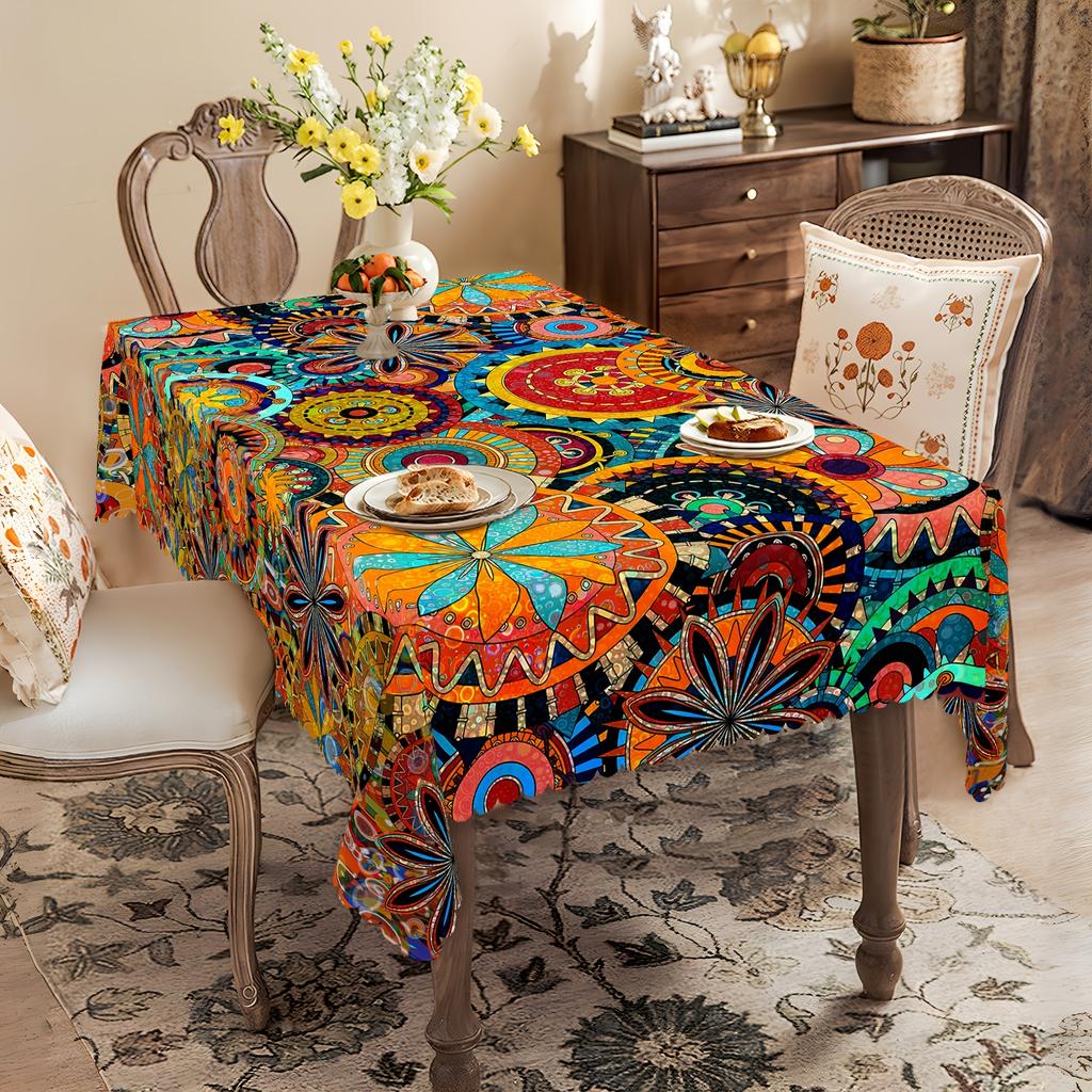 Bohemian Pattern Rectangle Tablecloth for Table Decor Holiday Party Waterproof Reusable Tablecloth for Tables Party Picnic