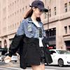 Spring Fashion Waist Slimming Stitching Denim Jacket Women's Mid-length Windbreaker