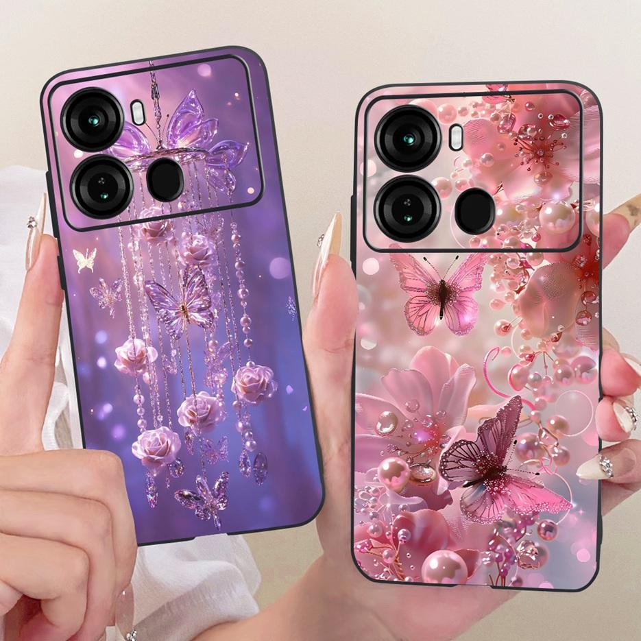 For Itel P40 Plus Case P683L Luxury Butterfly Tree Painted Cover Soft Silicone Phone Case For Itel P40 P662L P 40 ItelP40 + Bags
