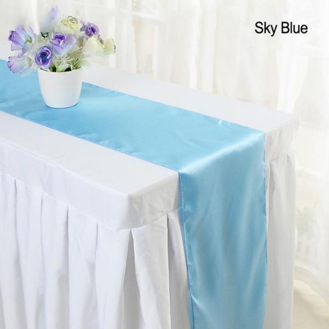 

1pc Multicolor Satin Table Runner Autumn Table Runner For Dining Table Christmas Wedding Decoration Red chemble mariage 30*275cm 30x275cm небо синє кольору