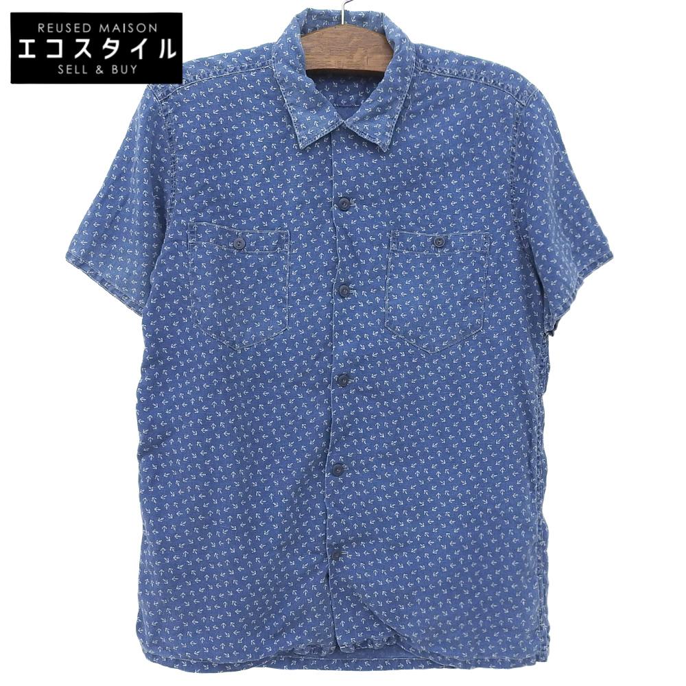 RRL Indigo Linen Open-Collar Work Shirt, Men's, Blue, Size M Tops M blueUsed