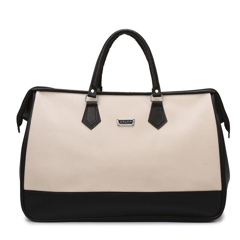 

New women s bag: minimalist, large capacity, premium pu leather travel bag, business trip handbag, color block shoulder bag чорний