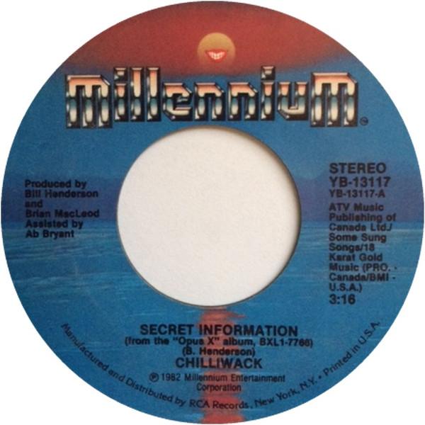 

7inch Record CHILLIWACK Secret Information YB13117 Millennium 1983 US Rock Used