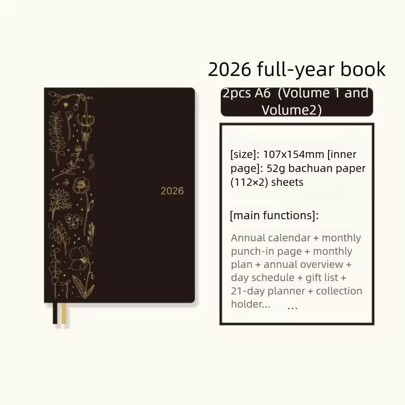 Neuer Kinbor Jahresplaner Journal A5 A6 Notizbuch 52g BaChuan Papier Wochen-Monatsplanung Notizbuch To-Do-Liste