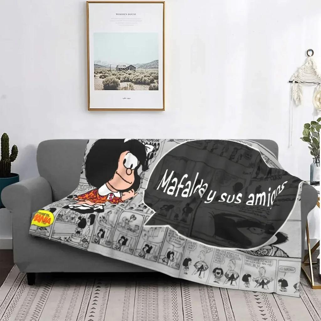 Coperta Mafalda Stampata 3D Morbido Pile di Flanella Calda Cartoni Animati Coperte Plaid per Casa Camera da Letto Divano Copriletti