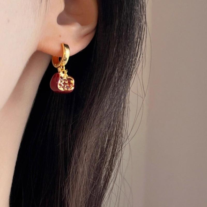 Biżuteria z granatem w stylu vintage, biżuteria modowa, stylowy naszyjnik z wisiorkiem, wyjątkowe kolczyki zwisające, prezent dla stylowych kobiet