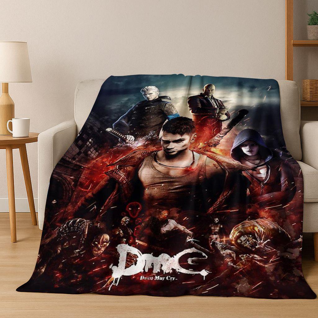 3D D-Devil May Cry DMC Hry Vergil Dante Flanelová deka, Teplá a útulná měkká přehozová deka pro domácí ložnici postel pohovku Dětský dárek
