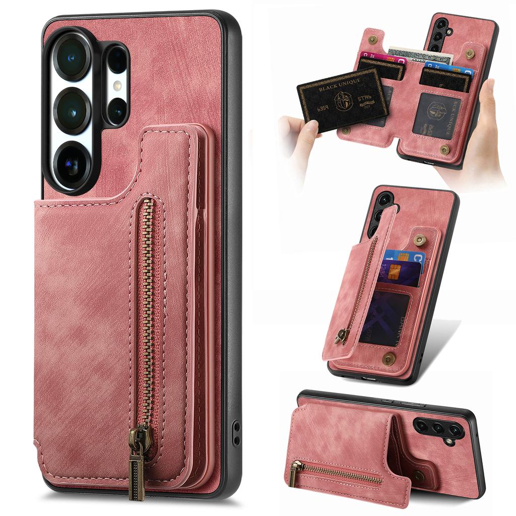 Zipper Leather Back Case for Samsung Galaxy S26 Ultra S24 S23 FE S22 S21 S25 Ultra S26 Plus S25 5G Walet with Card Holder Cover