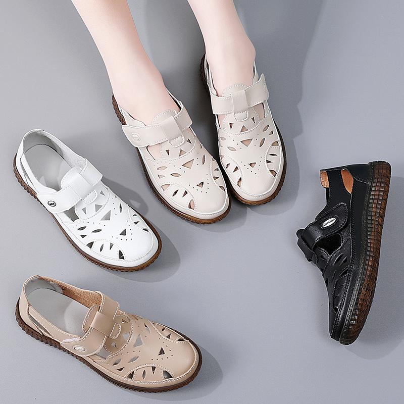 Letnie damskie sandały rzymskie Mary Jane buty plażowe z zakrytymi palcami casualowe miękkie sandały do chodzenia dla dziewczynki plus size