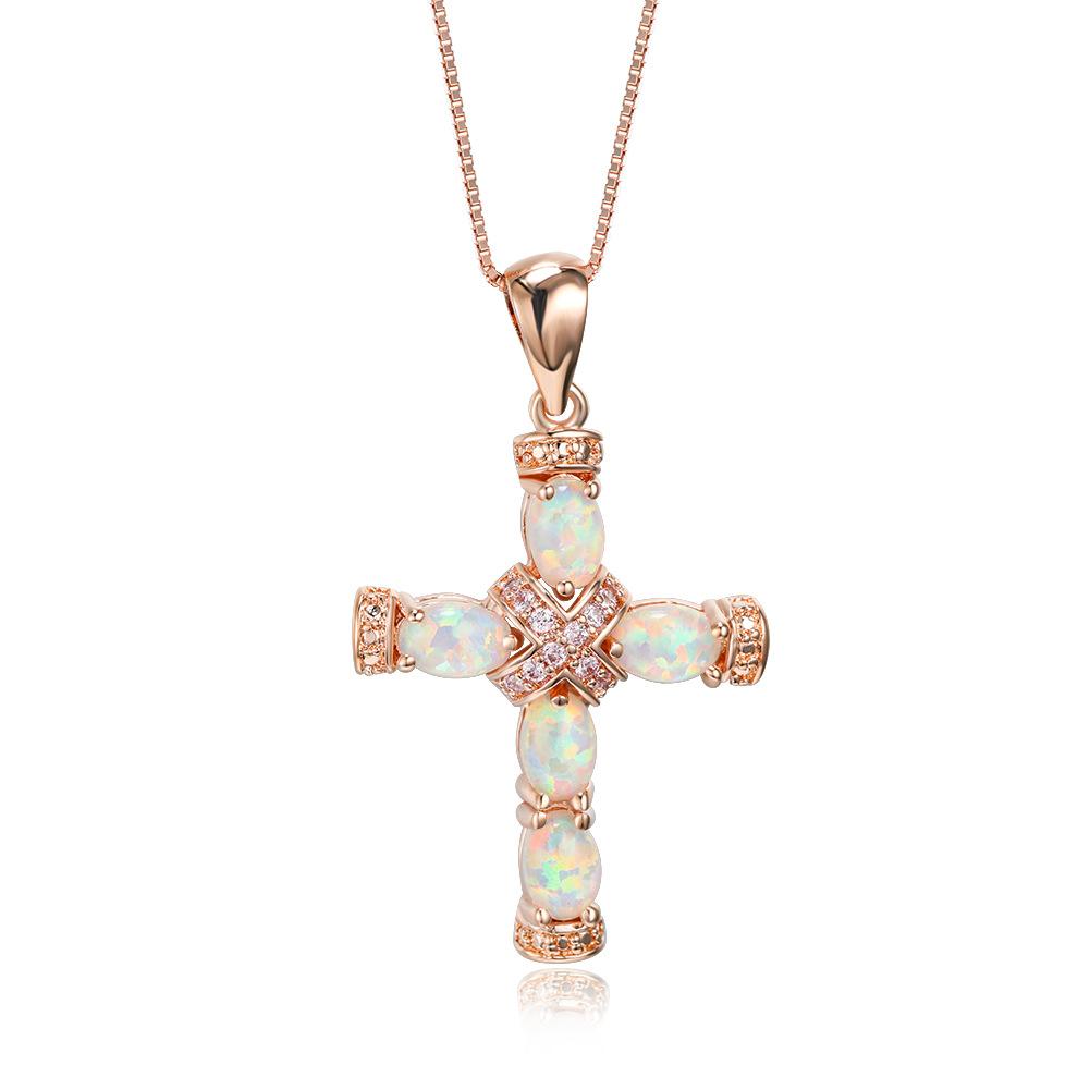 European and American Style Pendant with Cross and Diamond Necklace Exquisite