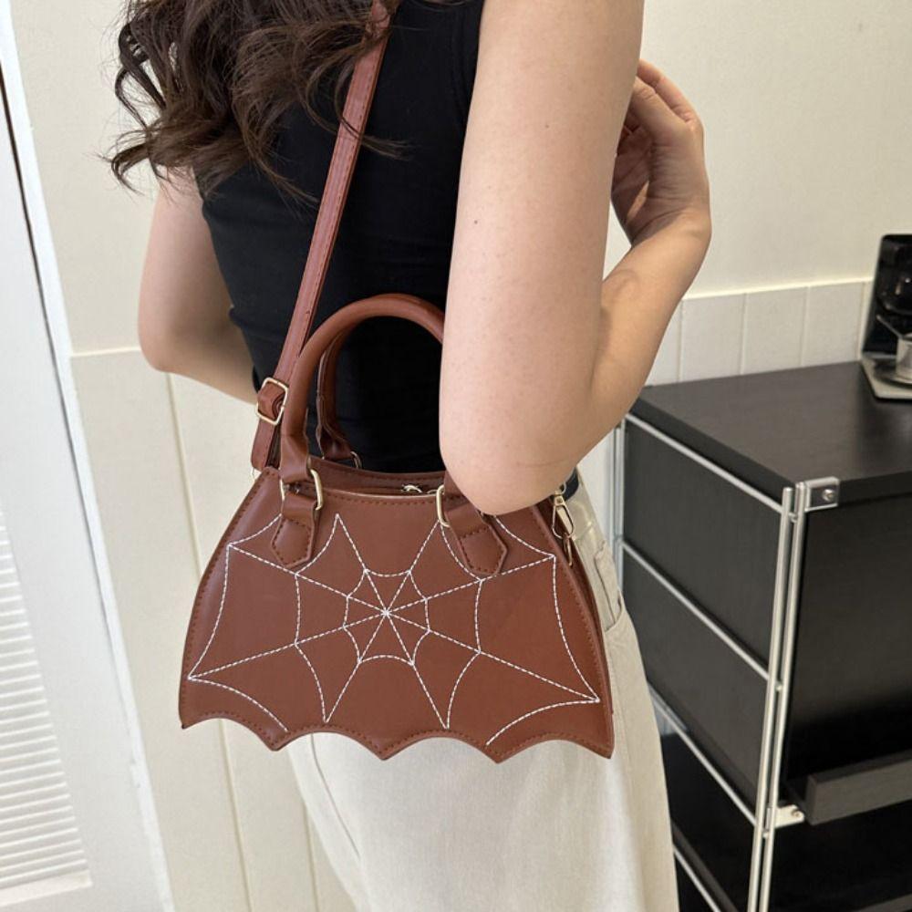 

Bat Wing Halloween Bag Harajuku Halloween Crossbody Bag Fashion Spider Web Shoulder Bag Ladies кофейный