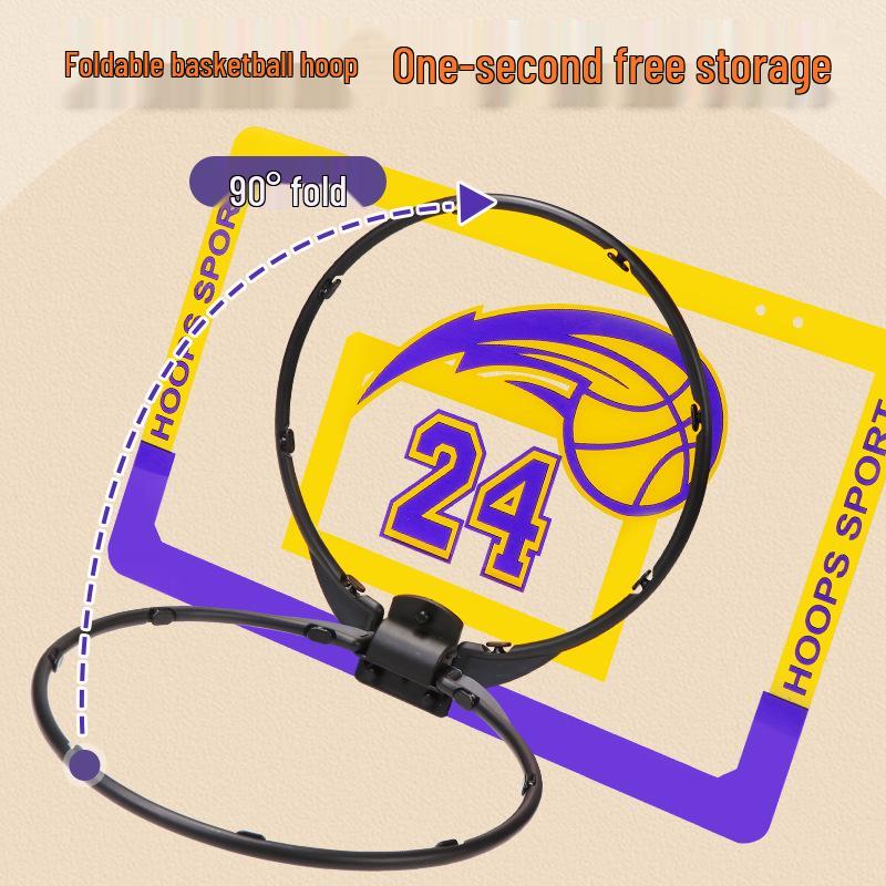 Foldable Wall-Mounted Indoor Basketball Hoop for Kids - Dunkable, Punch-Free Design