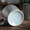 Vintage Relief Striped Retro Ceramic Cup Latte Coffee Cup 300Ml Kiln Glaze Cup