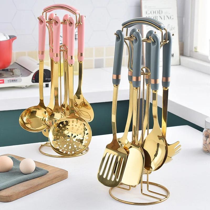 Stainless Steel Kitchenware Seven-piece Kitchen Household Hot Pot Spoon Colander Soup Spoon Kitchenware Gift Set