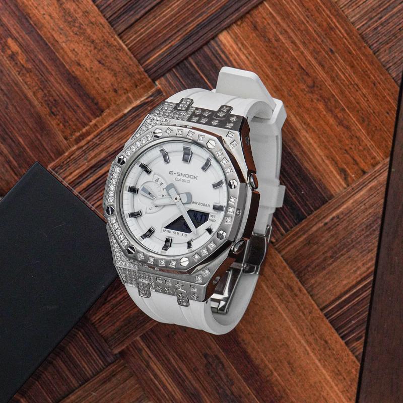 Casio Hodinky s quartzovým strojkem z vlastní kolekce Unisex Bílý ciferník GA-2100-7A7(Watch8--)