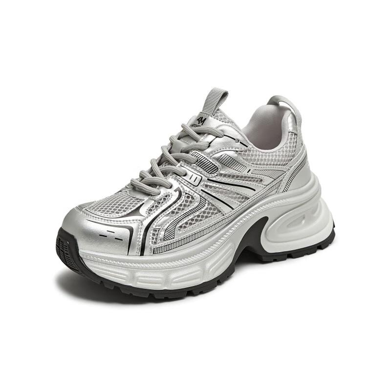 TEENMIX Women s Breathable Mesh Platform Dad Shoes 37