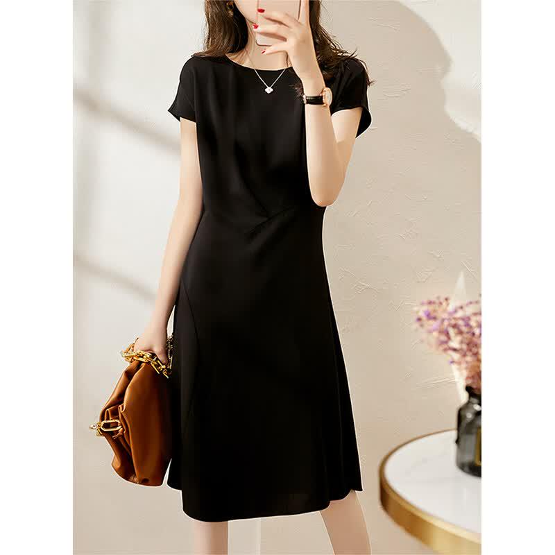 La Chapelle Elegant V-Neck A-Line Midi Dress S