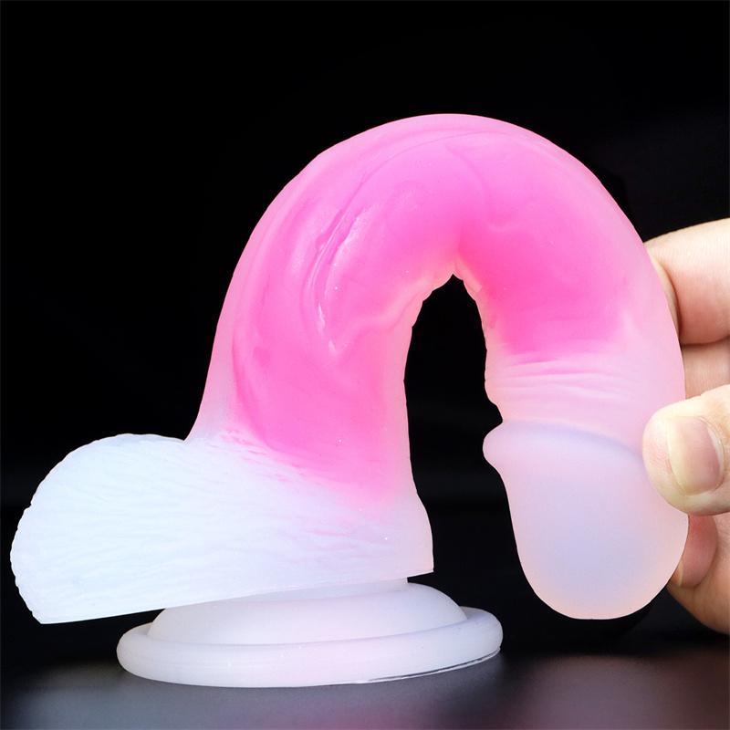 Ženské dildo Silikonové produkty Simulace Dospělý Malý Průhledný Svítící Měkké Sexuální Hračky