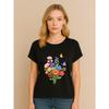Women's Plants & Flowers Print Crew Neck Short Sleeve Casual Top, Elegant All-Season Regular Fit Tee