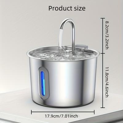 2.2L Stainless Steel Cat Water Fountain Automatic Pet Water Dispenser Accessories Auto Cat Drinking Fountain Dog Drinker Bowl