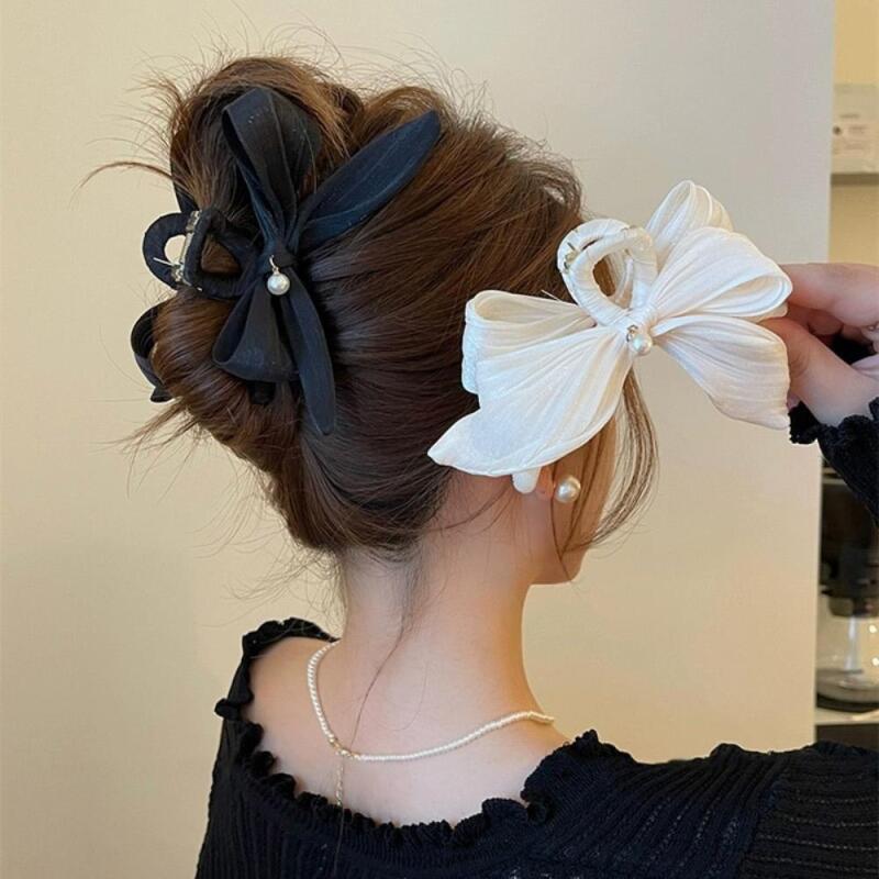 Women's Clip Black Ribbon Cream Hairpin