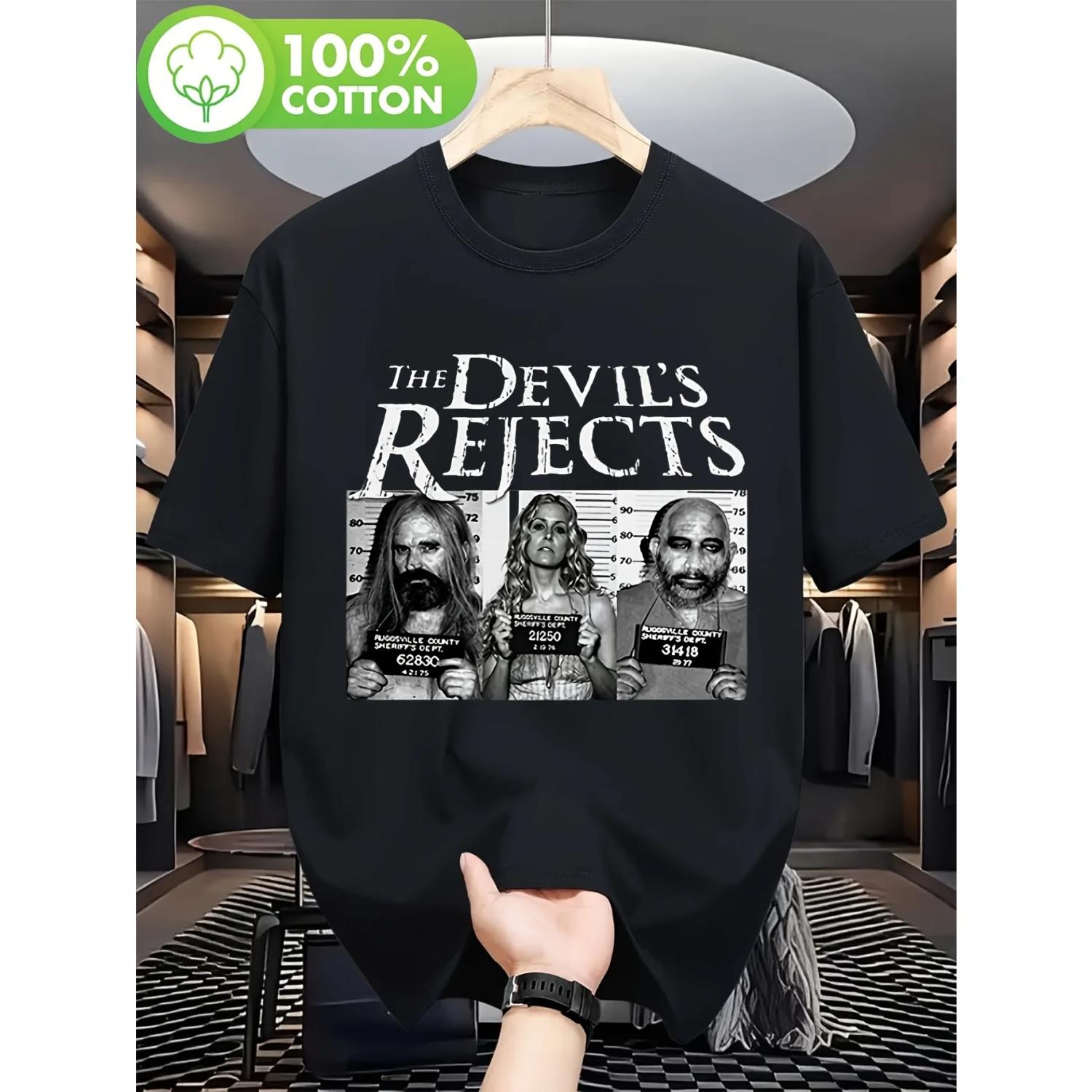 Portraits of Characters in The Horror Movie  Son of The Devil  T-shirt Showcasing Classic Characters Bubee, Baby Dole, and Spike S чёрный