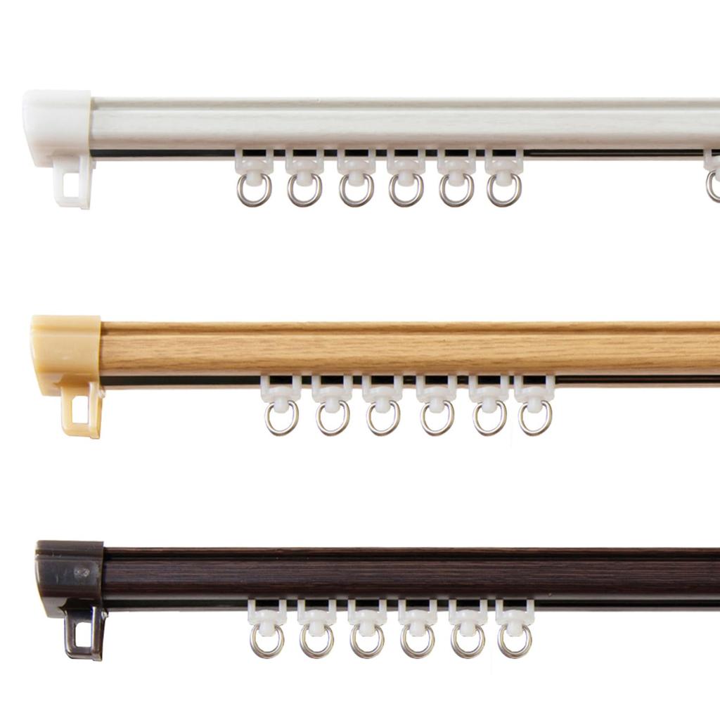 Fullness Silent Curtain White Wood Extendable 2m Double I5802 Rail, Grain, (1.1-2m),