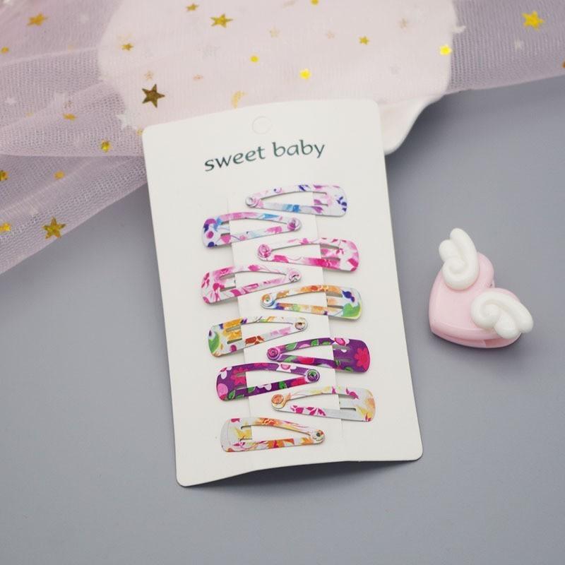 10 PCS New Lovely Cartoon Heart Type Metal Candy Color Girls Hairpins Hair Clip Kids Headwear Children Accessories Baby BB Clips