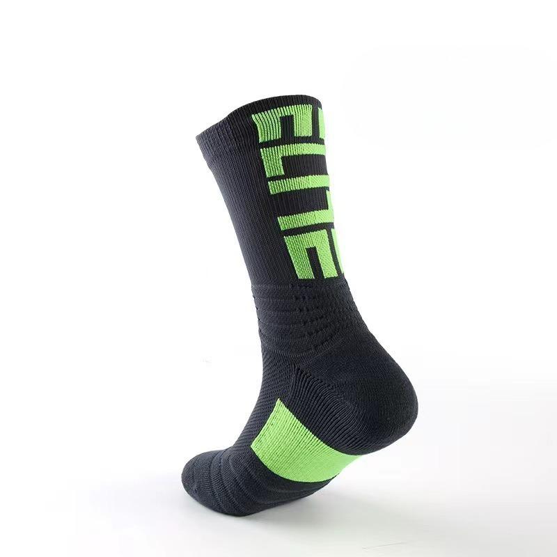 Men's Spring and Autumn Letter Loop Anti Slip Sports Breathable and Sweat Absorbing Basketball Long Socks
