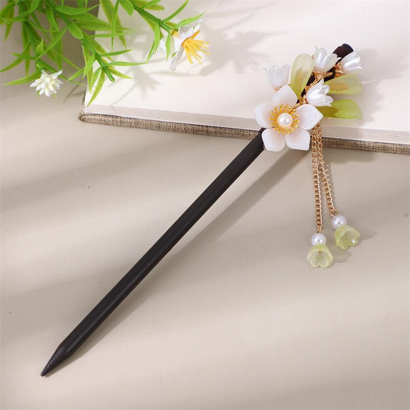 Vintage Quasten Haarnadel: Imitation Ebenholz Hanfu Accessoire