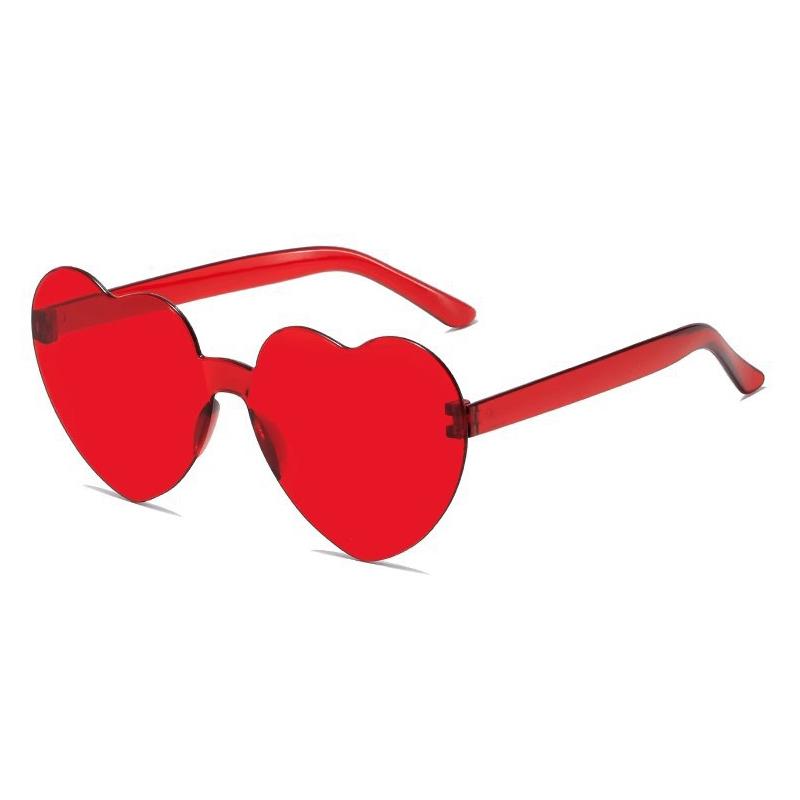 10PC Heart Sunglasses Love Sunglasses Jelly Color Frameless Heart-shaped One-piece Glasses Dazzling Color Glasses