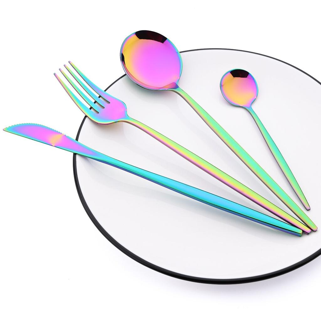 24Pcs Mint Gold Dinnerware Set Knife Fork Coffee Spoon Cutlery Western Stainless Steel Tableware Flatware Kiechen Silverware