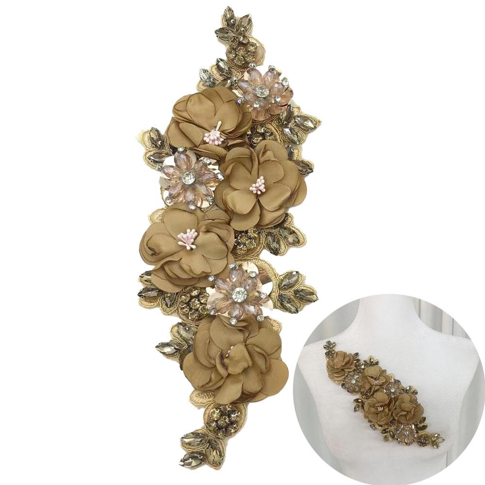 Patchs Fleurs Strassés Diamant Cristal Mode Applique Tissu Pour Robe Femme Embellissement Taille Décoration Accessoires Couture