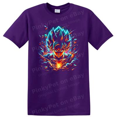 Goku Ultra Instinct Anime T Shirt Neon Energy Warrior Graphic Art Tee Gift Idea