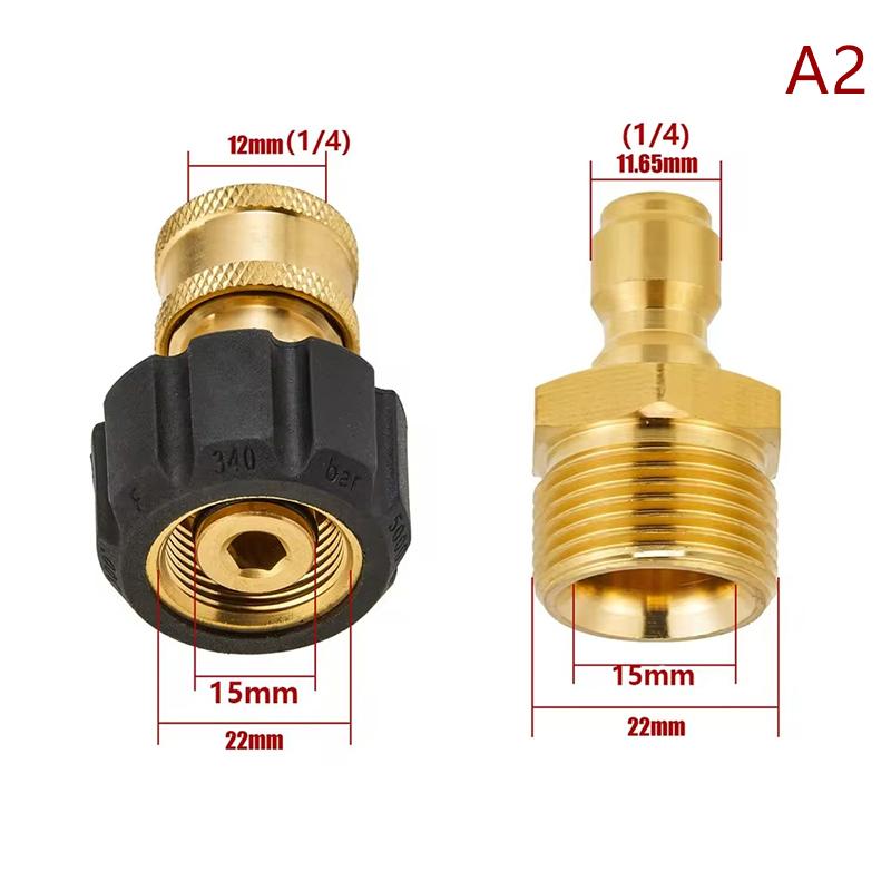1 Juego de Acoples Giratorios M22 a 1/4" 3/8" Conexión Rápida para Lavadora a Presión, Adaptador de Conexión de Aspersor a Manguera 5000 PSI