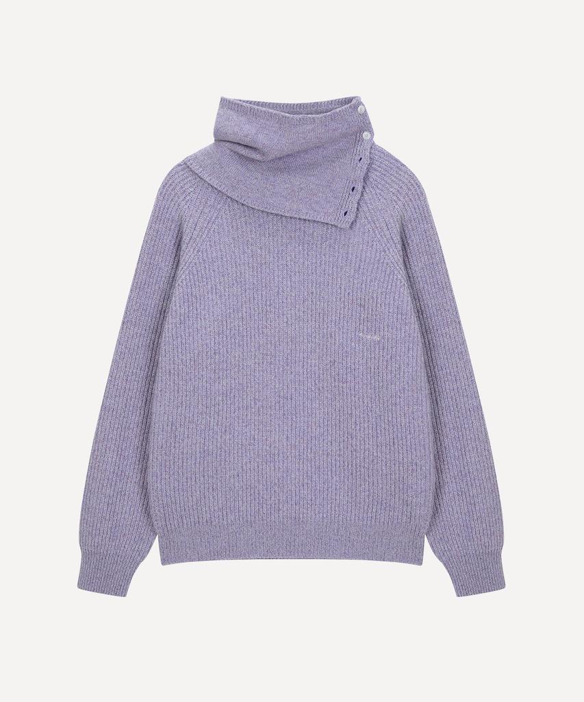 Daenkeudieo Neck Warmer Round Hacci Knit Set - Purple