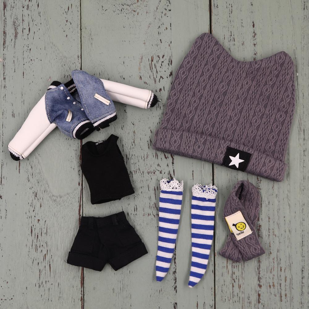 

Вбрання для ляльки ICY DBS Blyth Чорне пальто Крута сукня Костюм для 1/6 BJD Ob24 Monster High Аніме дівчина