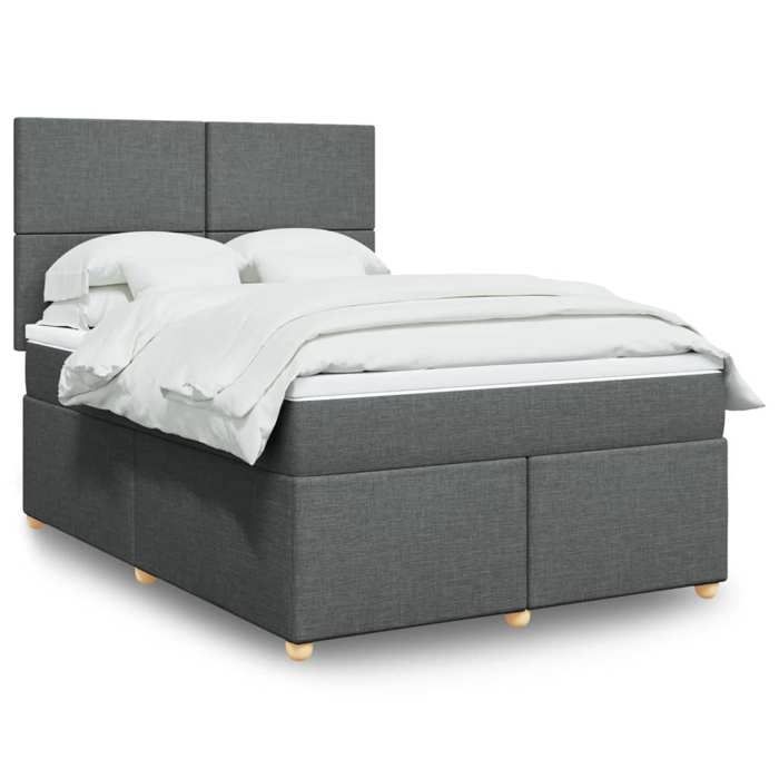 VidaXL Slatted Bed Base with Mattress Dark Grey 140x200cm Fabric 3293597