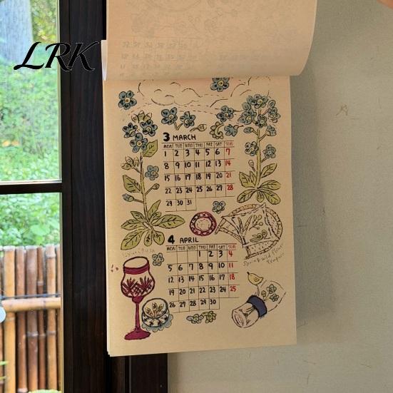Artistic Hanging Calendar 2027 Wall with Wind And Flower Illustrations, Hand-Painted Retro Linen Personalized Office Planner Texture Paper,