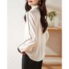 Spring Autumn Polo-neck Elegant Patchwork Shirt female Long Sleeve Cardigan Top Women Buttons Blouse