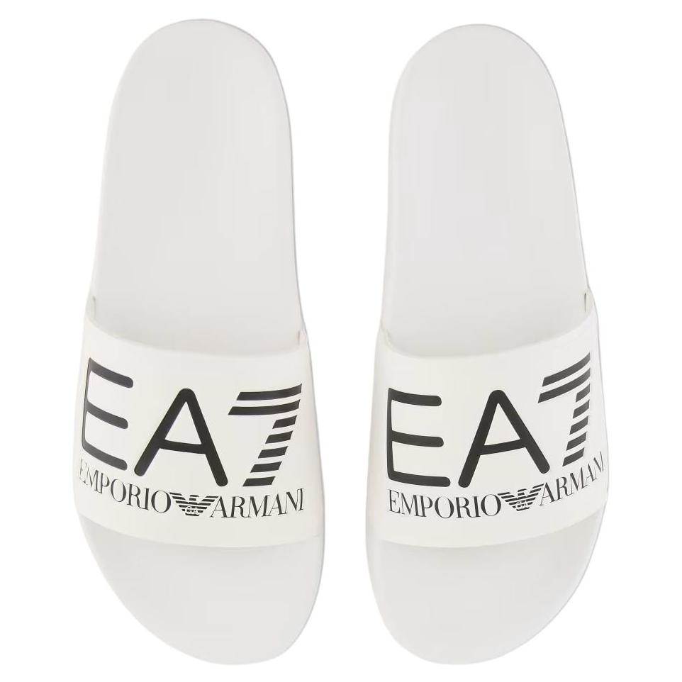 Emporio Armani EA7 Flat Open-Toe Slide Sandals Unisex Footwear White 7X000108AF15118U0001