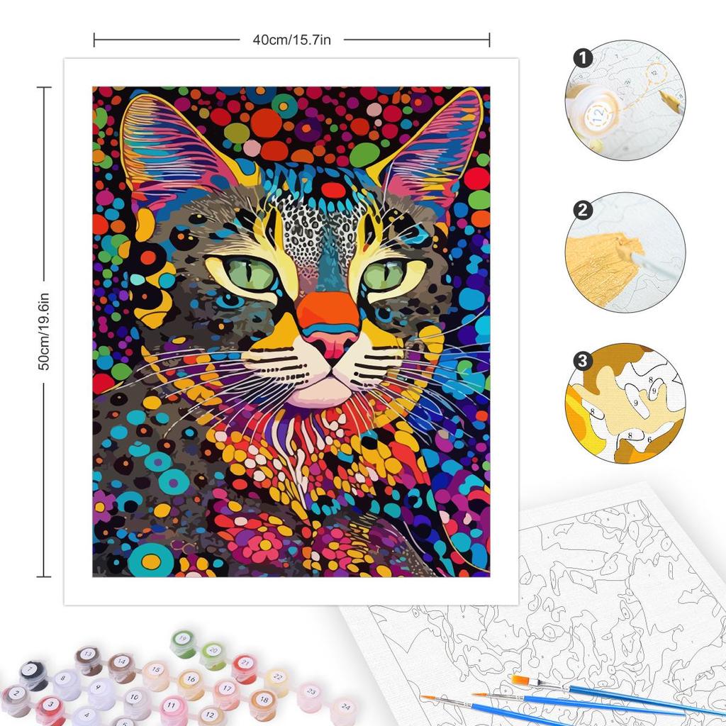 Frame Painting By Numbers For Adults Kits Colorful Cat Abstract Picture Diy Gift For Home Decors 40x50